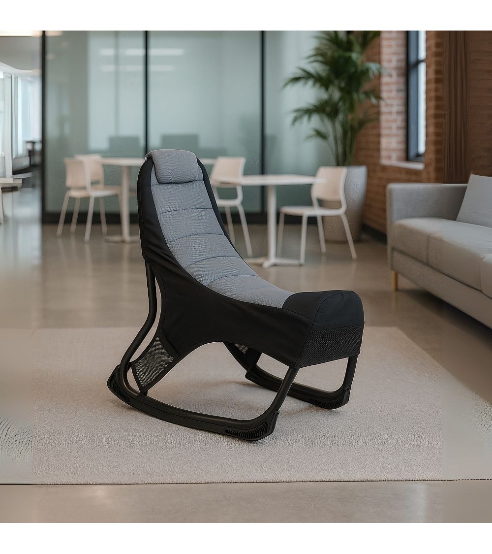Sedia gaming Rocky con seduta imbottita in rete bicolore nero e grigio