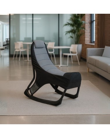 Sedia gaming Rocky con seduta imbottita in rete bicolore nero e grigio