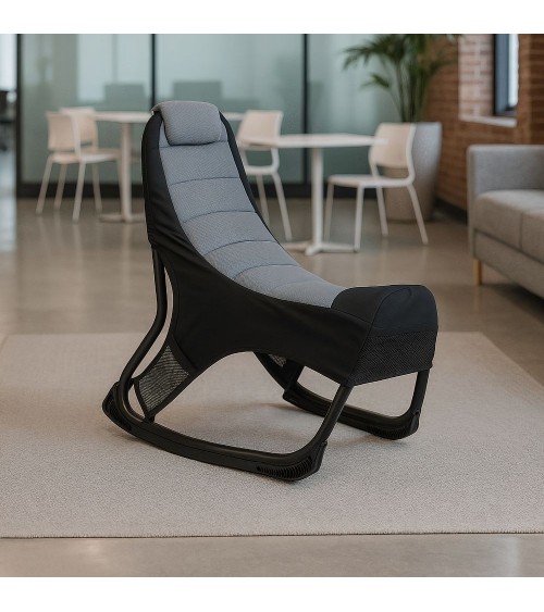 Sedia gaming Rocky con seduta imbottita in rete bicolore nero e grigio