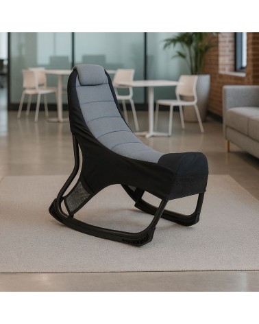 Sedia gaming Rocky con seduta imbottita in rete bicolore nero e grigio