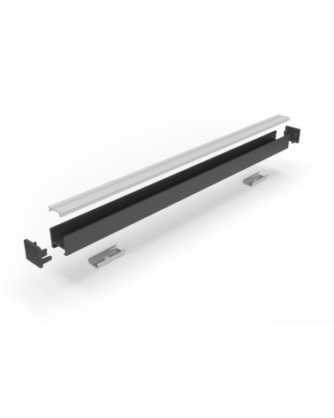 Profilo P46 nero opaco lunghezza 1200mm. fissaggio a molle con touch dimmer bianco