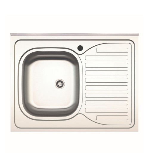 Lavello da appoggio SA30 una vasca con gocciolatoio destro 80x60cm. inox