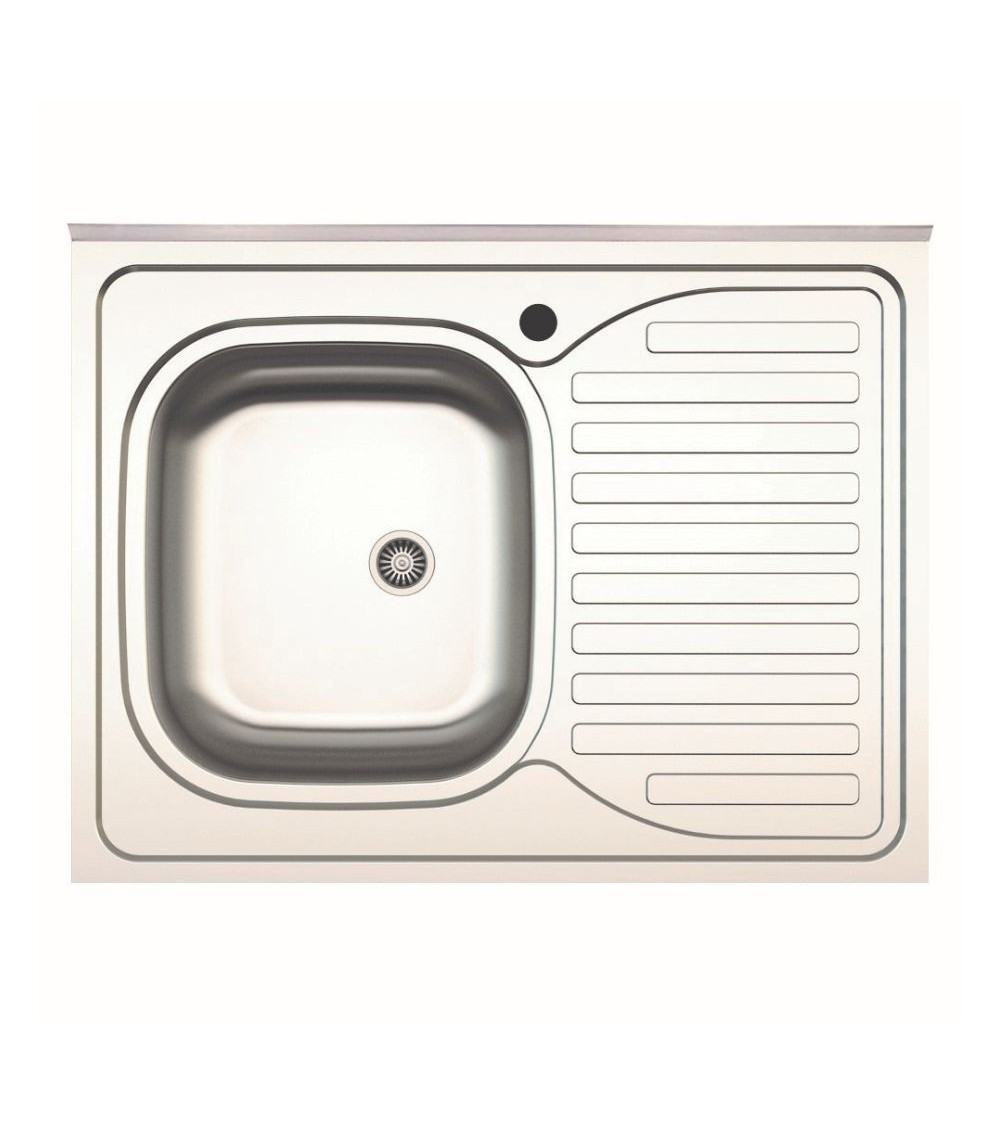 Lavello da appoggio SA30 una vasca con gocciolatoio destro 80x60cm. inox
