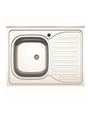 Lavello da appoggio SA30 una vasca con gocciolatoio destro 80x60cm. inox