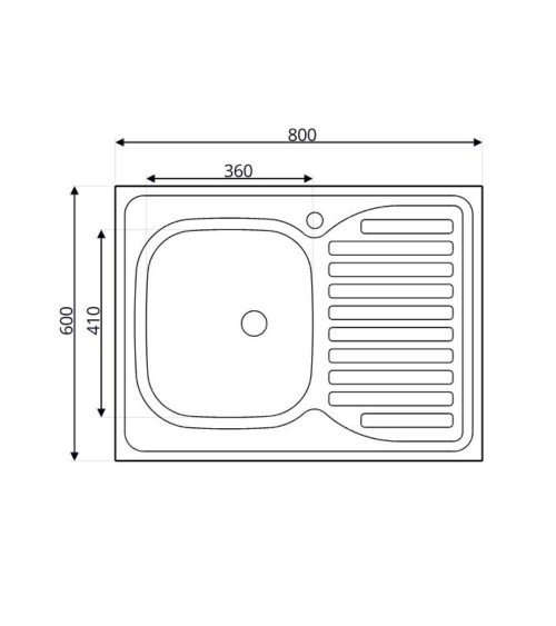 Lavello da appoggio SA30 una vasca con gocciolatoio destro 80x60cm. inox