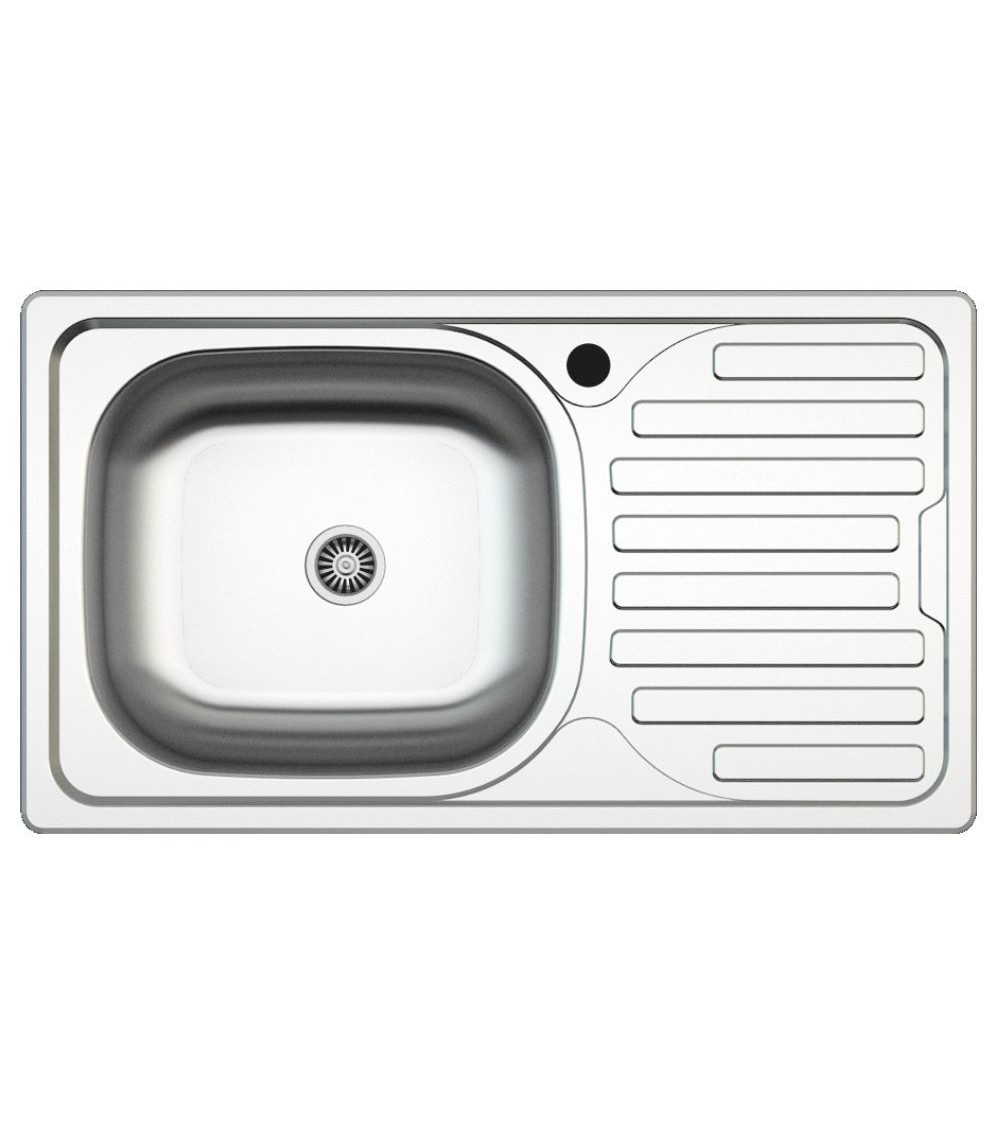 Lavello incasso SA07 una vasca con gocciolatoio destro 43.5x76 cm. inox