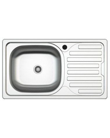 Lavello incasso SA07 una vasca con gocciolatoio destro 43.5x76 cm. inox