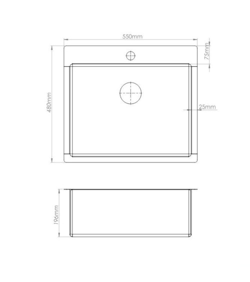 Lavello incasso SA3070 una vasca 55x48 cm. inox