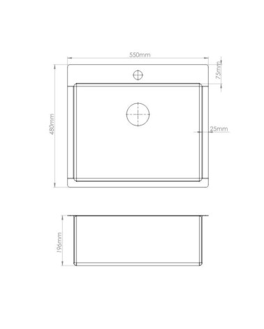 Lavello incasso SA3070 una vasca 55x48 cm. inox