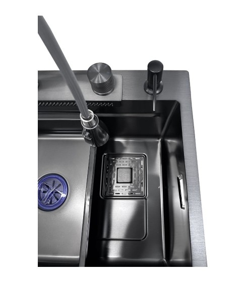 Lavello incasso SA3541 una vasca 75x45 cm. completo di accessori trattamento PVD acciaio nero