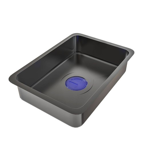 Lavello incasso SA3541 una vasca 75x45 cm. completo di accessori trattamento PVD acciaio nero