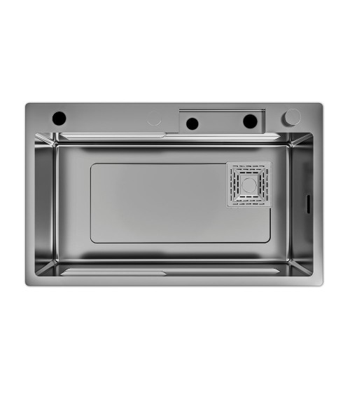 Lavello incasso SA3541 una vasca 75x45 cm. completo di accessori trattamento PVD acciaio nero