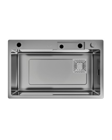 Lavello incasso SA3541 una vasca 75x45 cm. completo di accessori trattamento PVD acciaio nero