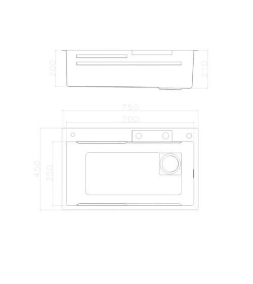 Lavello incasso SA3541 una vasca 75x45 cm. completo di accessori trattamento PVD acciaio nero