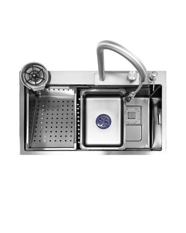 Lavello incasso SA3541 una vasca 75x45 cm. completo di accessori colore inox