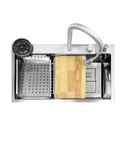 Lavello incasso SA3541 una vasca 75x45 cm. completo di accessori colore inox