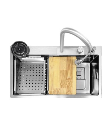 Lavello incasso SA3541 una vasca 75x45 cm. completo di accessori colore inox