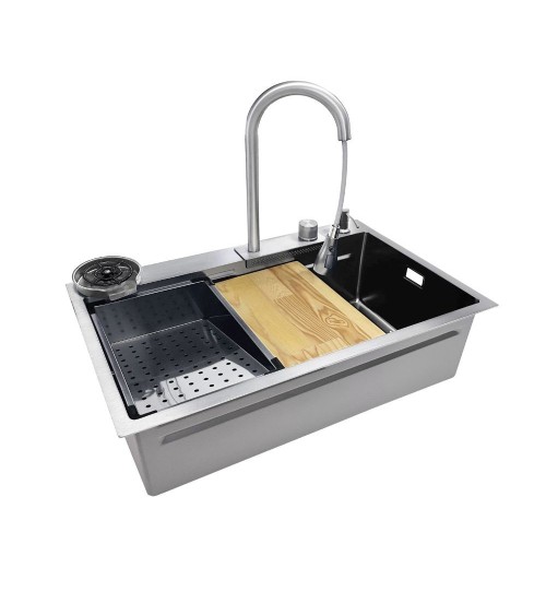 Lavello incasso SA3541 una vasca 75x45 cm. completo di accessori colore inox