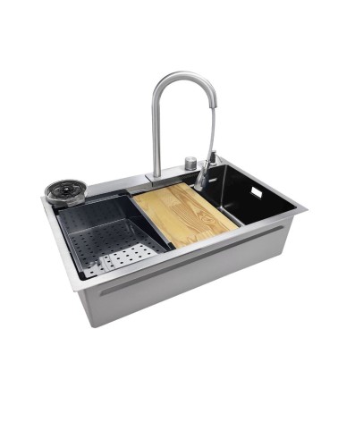 Lavello incasso SA3541 una vasca 75x45 cm. completo di accessori colore inox