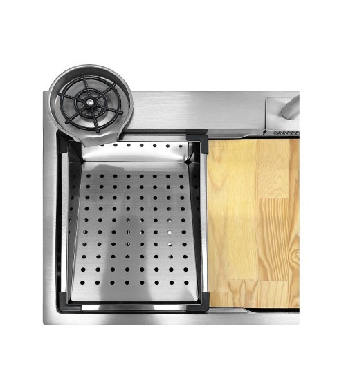Lavello incasso SA3541 una vasca 75x45 cm. completo di accessori colore inox