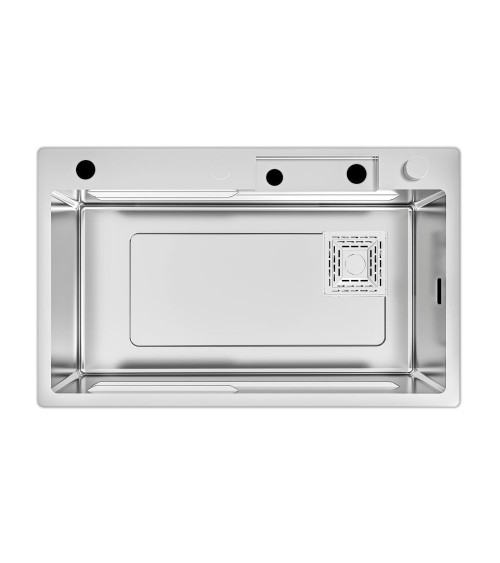 Lavello incasso SA3541 una vasca 75x45 cm. completo di accessori colore inox