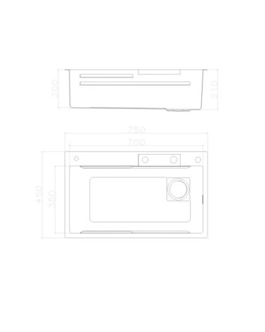 Lavello incasso SA3541 una vasca 75x45 cm. completo di accessori colore inox