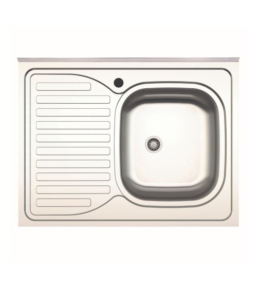 Lavello da appoggio SA30 una vasca con gocciolatoio sinistro 80x60cm. inox