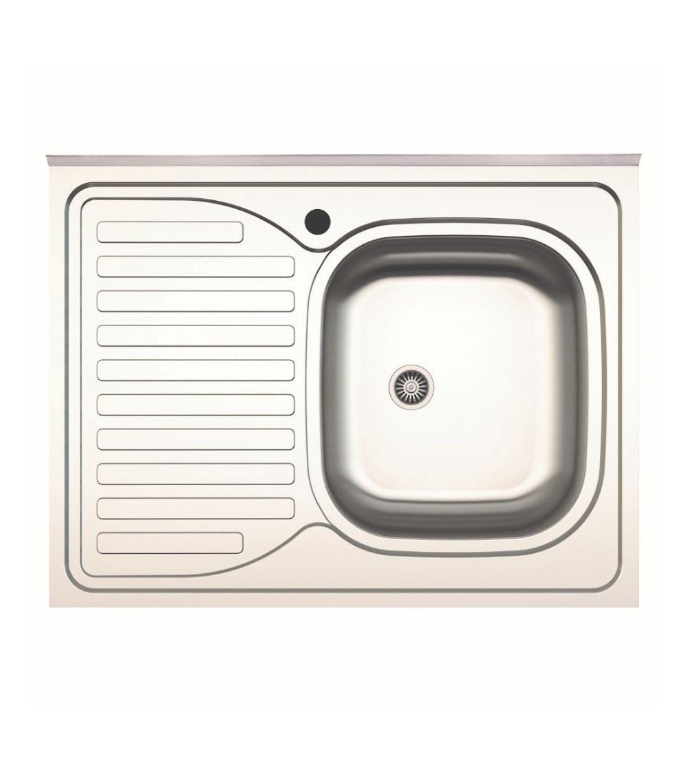 Lavello da appoggio SA30 una vasca con gocciolatoio sinistro 80x60cm. inox