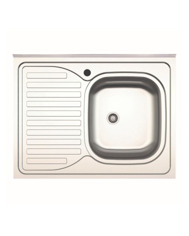Lavello da appoggio SA30 una vasca con gocciolatoio sinistro 80x60cm. inox