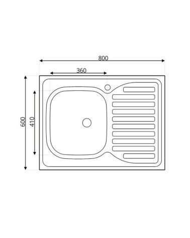 Lavello da appoggio SA30 una vasca con gocciolatoio sinistro 80x60cm. inox
