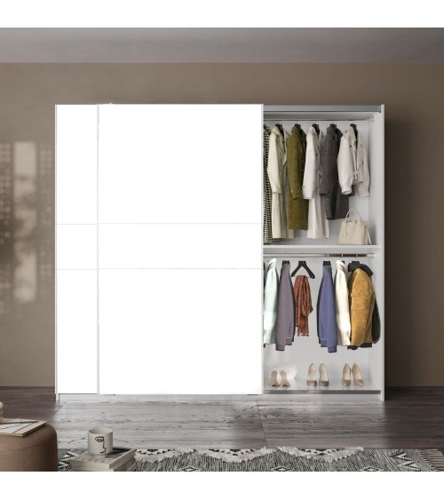 Armadio Swing 2 ante scorrevoli colore bianco opaco 257x55x230H cm.