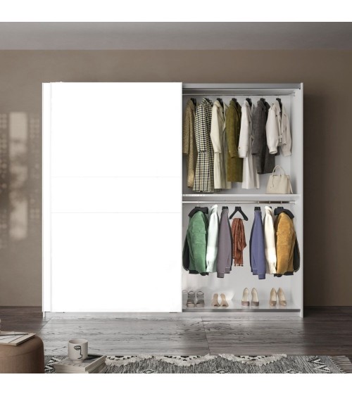 Armadio Swing 2 ante scorrevoli colore bianco opaco 257x55x230H cm.