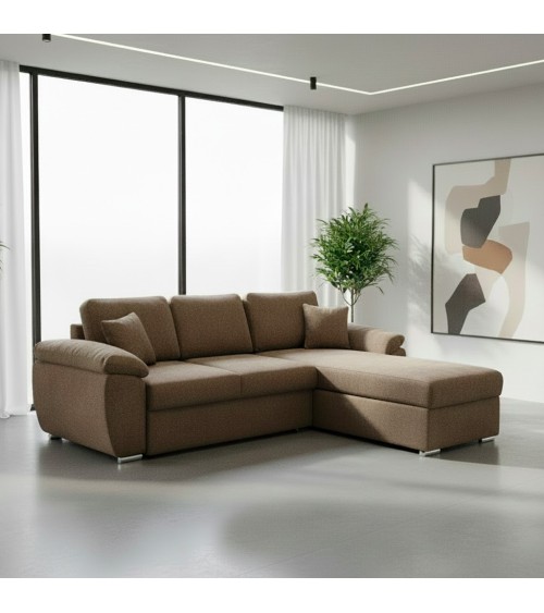 Divano letto contenitore angolare Alberta reversibile in Giulia 9703 cappuccino
