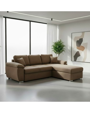 Divano letto contenitore angolare Alberta reversibile in Giulia 9703 cappuccino