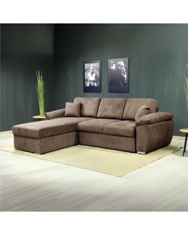 Divano letto contenitore angolare Alberta reversibile in Giulia 9703 cappuccino