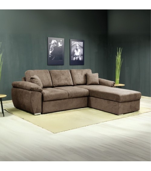 Divano letto contenitore angolare Alberta reversibile in Giulia 9703 cappuccino