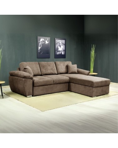 Divano letto contenitore angolare Alberta reversibile in Giulia 9703 cappuccino