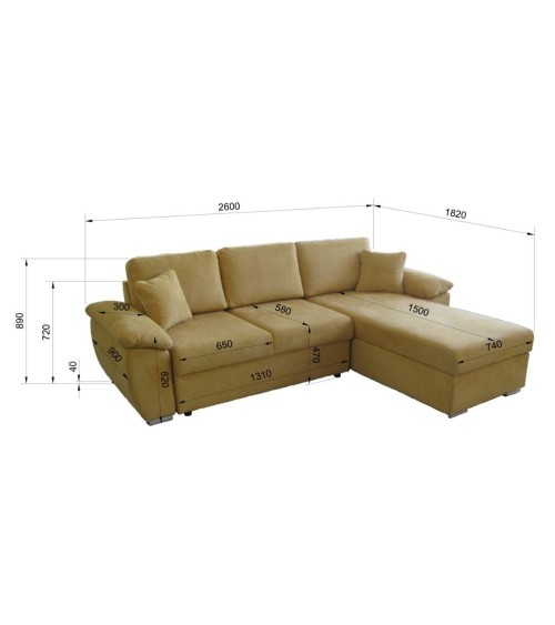 Divano letto contenitore angolare Alberta reversibile in Giulia 9703 cappuccino