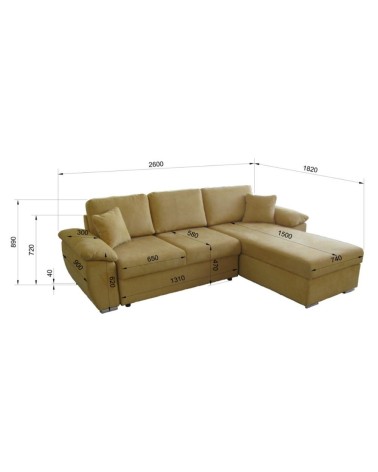 Divano letto contenitore angolare Alberta reversibile in Giulia 9703 cappuccino