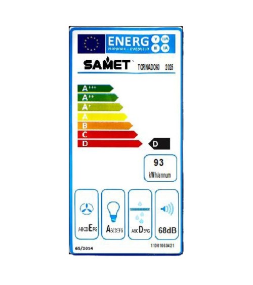 Gruppo cappa Samet sottopensile motore singolo 3 livelli Tornado6025 inox classe D