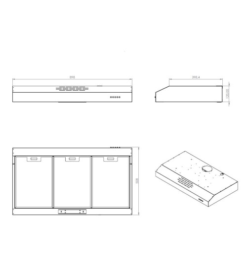 Gruppo cappa sottopensile Tornado9025 motore singolo inox Samet classe D