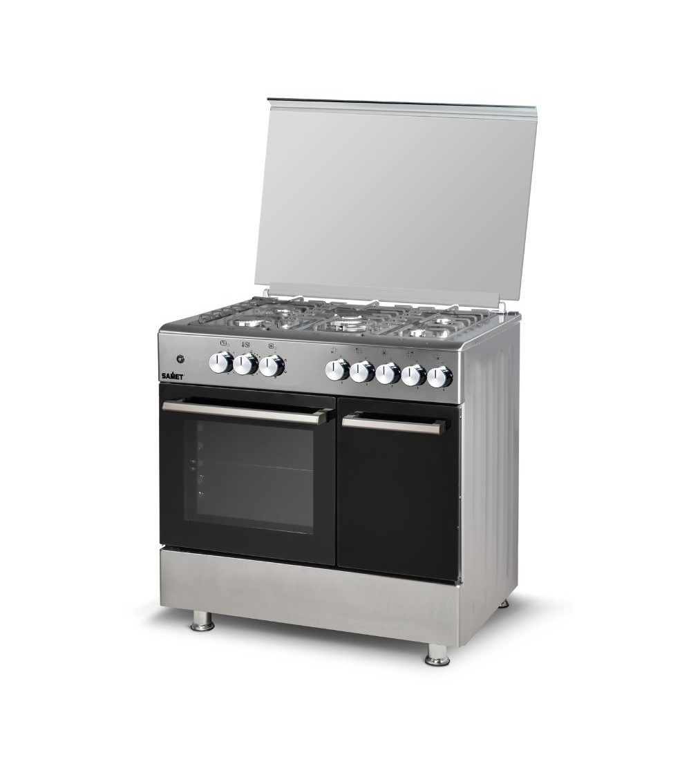 Samet Ermete maxi cucina a gas con porta bombola con piano e frontali inox con forno multifunzione e grill elettrico classe A