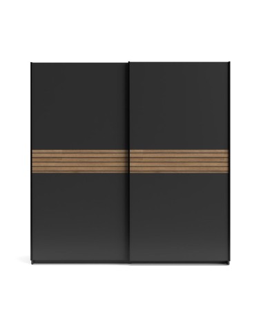Armadio Metropol 2 ante scorrevoli colore antracite con inserti rovere