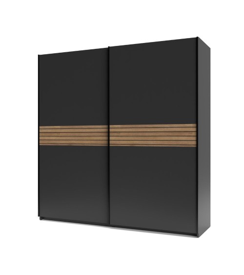 Armadio Metropol 2 ante scorrevoli colore antracite con inserti rovere