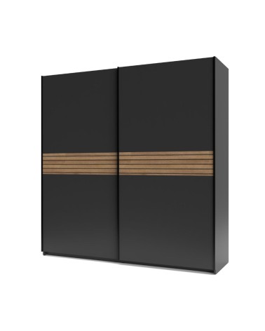Armadio Metropol 2 ante scorrevoli colore antracite con inserti rovere