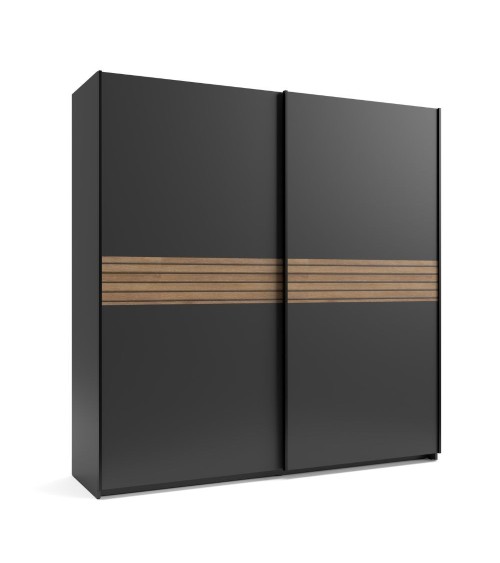 Armadio Metropol 2 ante scorrevoli colore antracite con inserti rovere