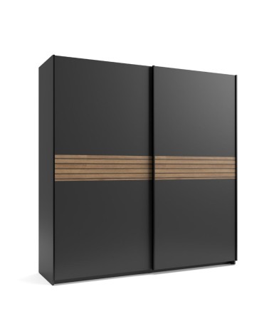 Armadio Metropol 2 ante scorrevoli colore antracite con inserti rovere