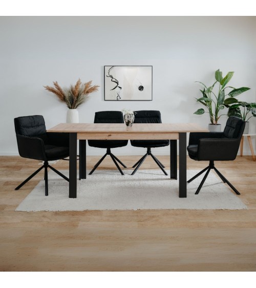 Tavolo allungabile Tolosa 80B colore rovere e gambe nere 150x75x80 cm.