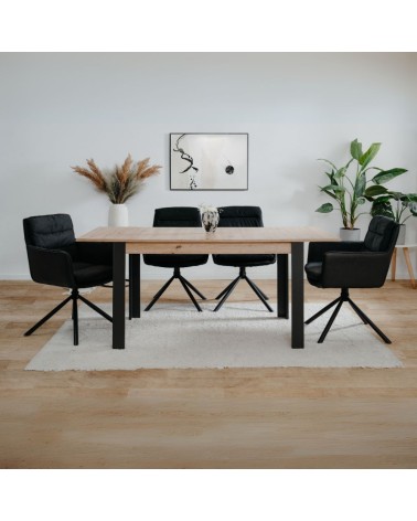 Tavolo allungabile Tolosa 80B colore rovere e gambe nere 150x75x80 cm.