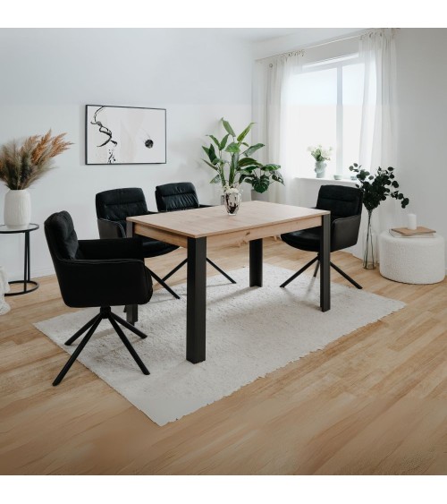 Tavolo allungabile Tolosa 80B colore rovere e gambe nere 150x75x80 cm.